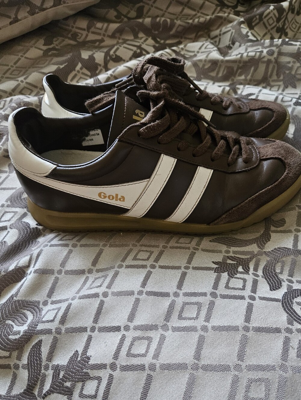 Gola Women's Brown Sneakers with White Stripes
